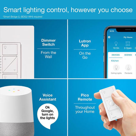 Lutron Caseta White 150 W Wireless Smart-Enabled Dimmer Switch w/Remote Control 1 pk