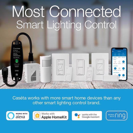 Lutron Caseta White 100 W Plug-In Smart-Enabled Dimmer Switch w/Remote Control 1 pk