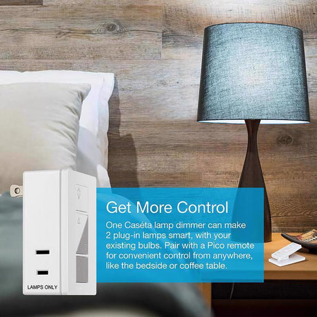 Lutron Caseta White 100 W Plug-In Smart-Enabled Dimmer Switch w/Remote Control 1 pk