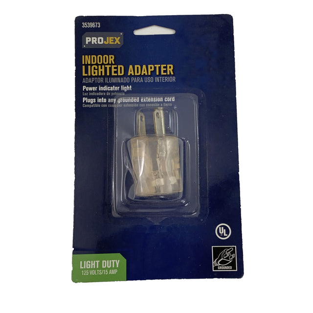 Projex Grounded 1 outlets Adapter w/Light 1 pk