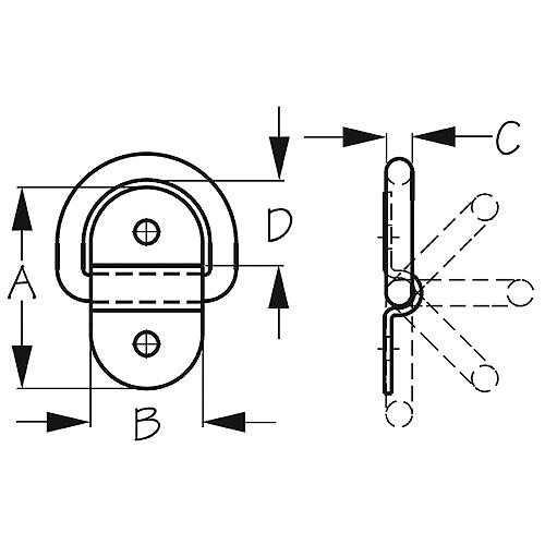 Folding Pad Eye SS 2-5/8"