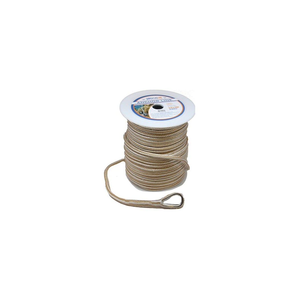 Sea Dog Premium Double Braided Nylon Anchor Line Gold/White, 3/8″ x 200'