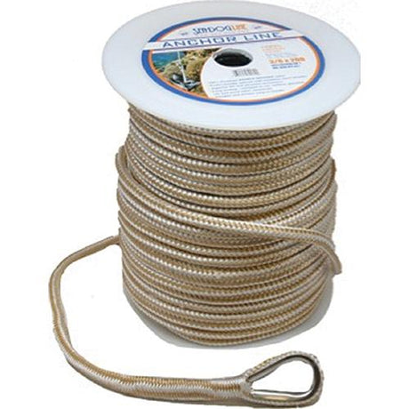 Sea Dog Premium Double Braided Nylon Anchor Line Gold/White, 3/8″ x 100'