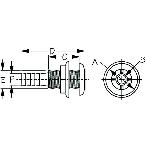 Thru-Hull Fitting 1 1/2" --