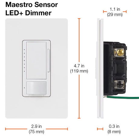 Lutron Maestro White 150 W Motion Sensor Dimmer Switch 1 pk