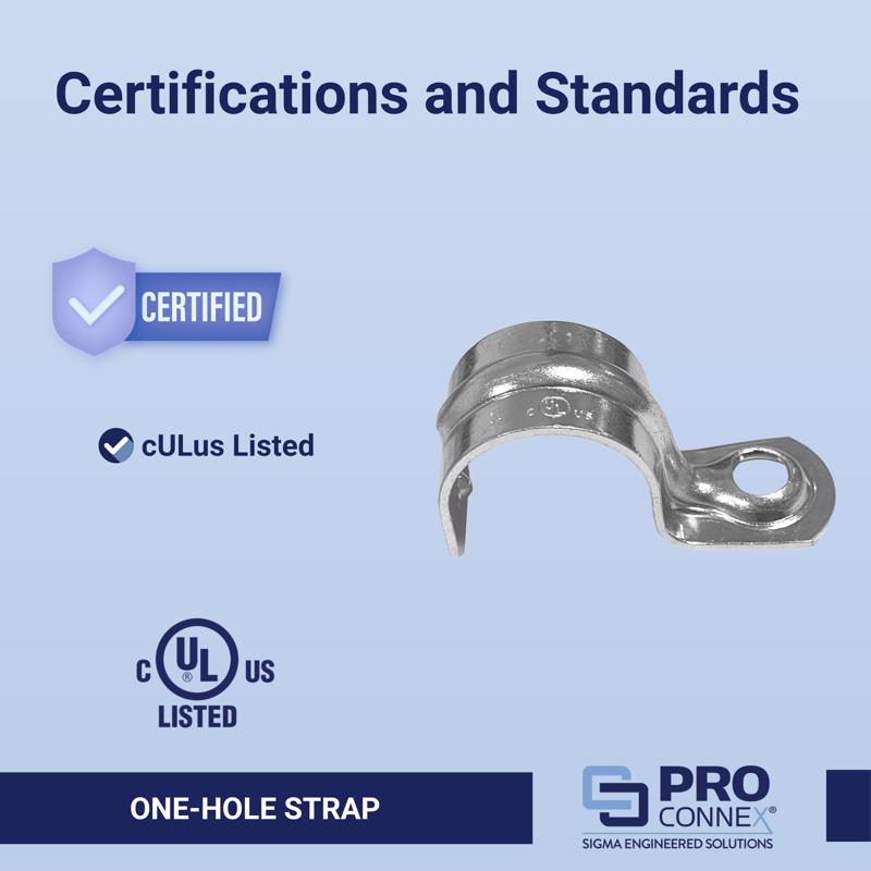 Sigma Engineered Solutions ProConnex 3/4 in. D Zinc-Plated Steel 1 Hole Strap 25 pk