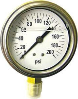 Green Leaf LG 200 1 PK Pressure Gauge, Liquid Filled, For: 6 to 10 mm ID Pipe