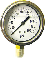Green Leaf LG 200 1 PK Pressure Gauge, Liquid Filled, For: 6 to 10 mm ID Pipe