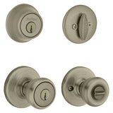 Kwikset 690T 5CP6ALRCSK6 Combination Lockset, Knob Handle, Tylo Design, Antique Brass, 3 Grade
