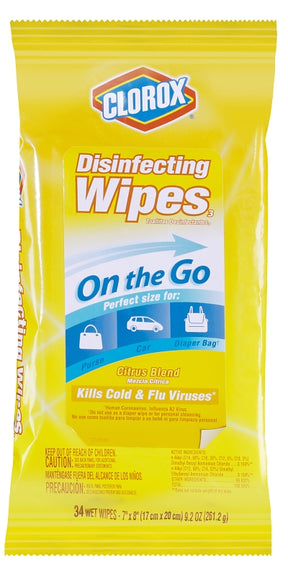 Clorox 01665 Disinfecting Wipes, 8 in L, 7 in W, Fresh, 9-Ply, Pack of 24