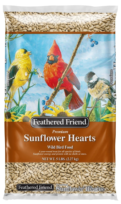 Feathered Friend 14403 Sunflower Hearts Wild Bird Food, Straight, 5 lb Bag