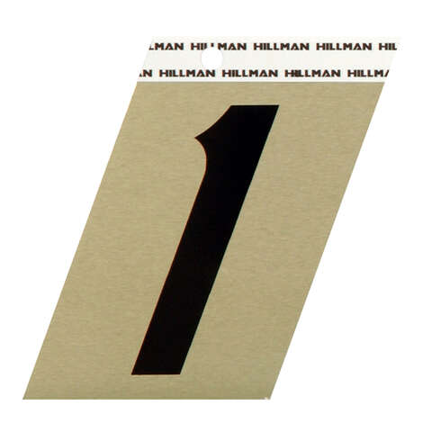HILLMAN 3 in. Reflective Black Vinyl Self-Adhesive Number 1 1 pc, Pack of 3