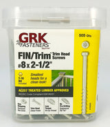 GRK Fasteners FIN/Trim 16830 Screw, #8 Thread, 2-1/2 in L, Trim Head, Star Drive, Steel, 505 PAIL
