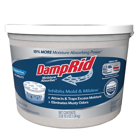 DampRid FG50FFESB Moisture Absorber, 2 lb Bucket, Pellet, Pack of 2