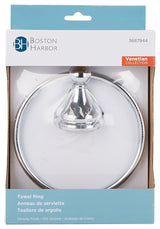 Boston Harbor L5060-26-103L Towel Ring, 6 in Dia Ring, Chrome, Wall