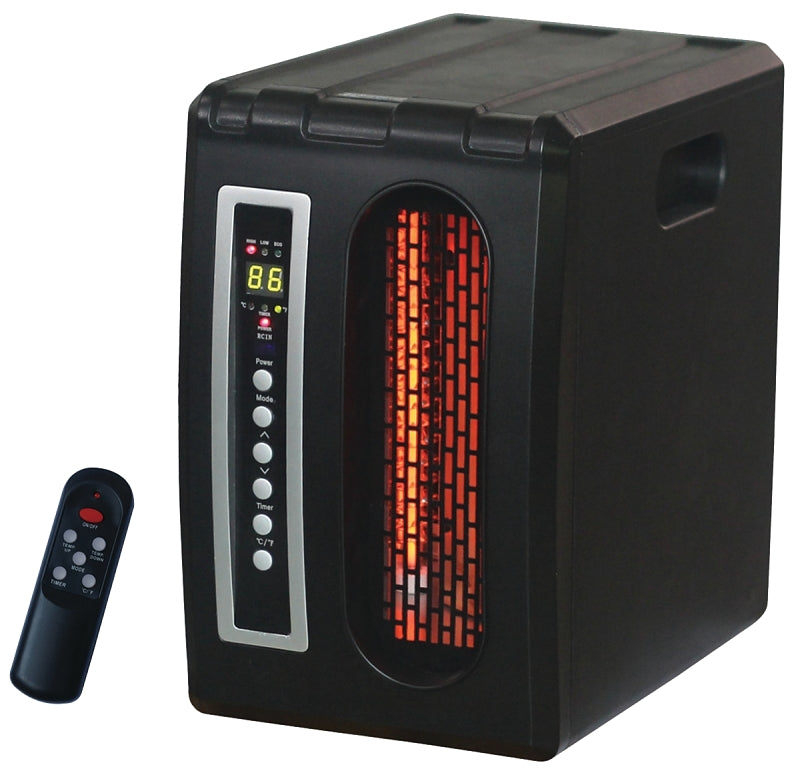 Comfort Glow Tabletop Infrared Quartz Heater, 15 A, 120 V, 1500 W, 5120 Btu, 1000 sq-ft Heating Area, Remote Control