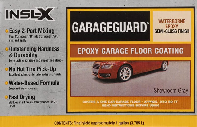 Insl-X GarageGuard EGG-310S-99-1K Waterborne Garage Floor Coating, Semi-Gloss, Showroom Gray, 1 gal, Can