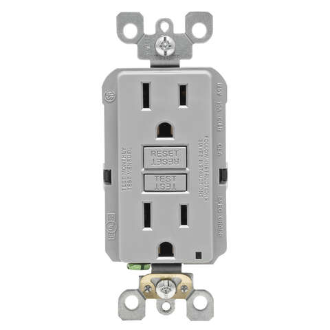 Leviton SmartlockPro 15 amps 125 V Gray GFCI Outlet 5-15R 1 pk