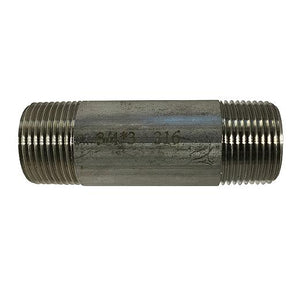 70080 316 Stainless Steel Nipple, 3/4" x Close