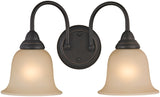 Boston Harbor LYB130928-2VL-VB Vanity Light Fixture, 60 W, 2-Lamp, A19 or CFL Lamp, Steel Fixture
