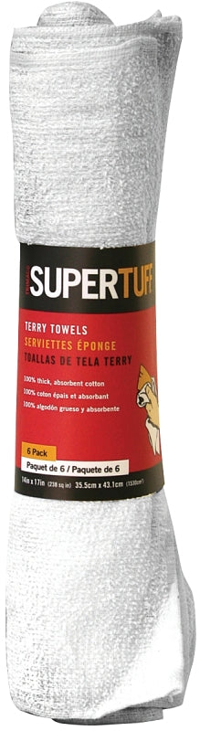 Trimaco SuperTuff 10756 Terry Towel, White, 17 in L, 14 in W, Cotton