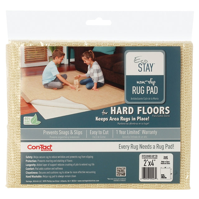 Con-Tact V14735 Non-Slip Rug Pad, 4 ft L, 2 ft W, Rectangular, Polyester, Cream