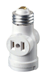 Leviton Plastic Keyless Lampholder w/Outlet 1 pk