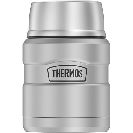 Thermos STAINLESS KING Series SK3000MSTRI4 Vacuum Insulated Food Jar with Foldable Spoon, 16 oz Capacity, Matte Steel