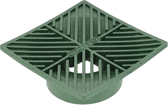 NDS 05 Drain Grate, 6 in Dia, 5.88 in L, 5.88 in W, Square, 1/4 in Grate Opening, HDPE, Green, Yes