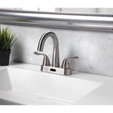 Homewerks Brushed Nickel Motion Sensing Modern Centerset Bathroom Sink Faucet 4 in.