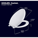 Kohler Cachet Slow Close Elongated White Plastic Toilet Seat