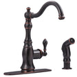 Ultra Faucets Signature One Handle Oil Rubbed Bronze Kitchen Faucet Side Sprayer Included