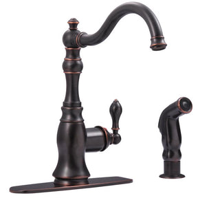 Ultra Faucets Signature One Handle Oil Rubbed Bronze Kitchen Faucet Side Sprayer Included