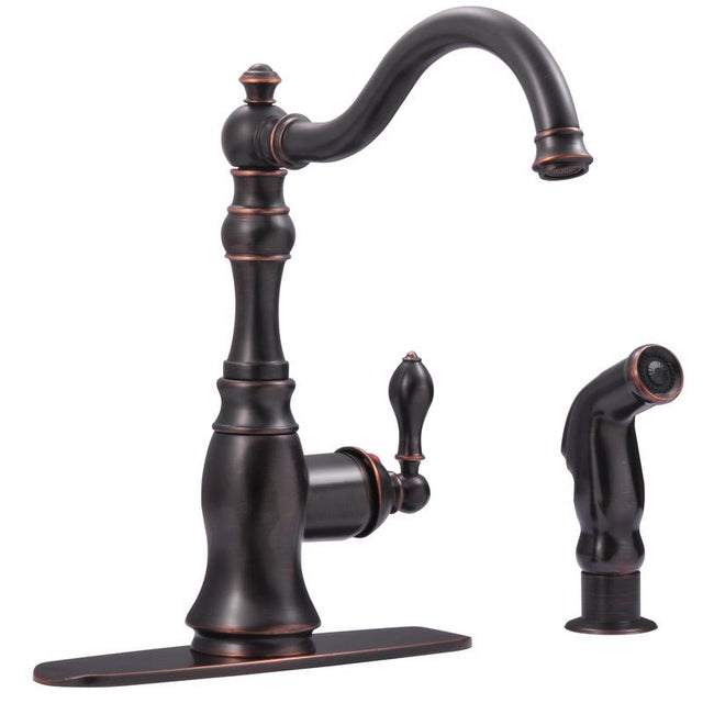 Ultra Faucets Signature One Handle Oil Rubbed Bronze Kitchen Faucet Side Sprayer Included