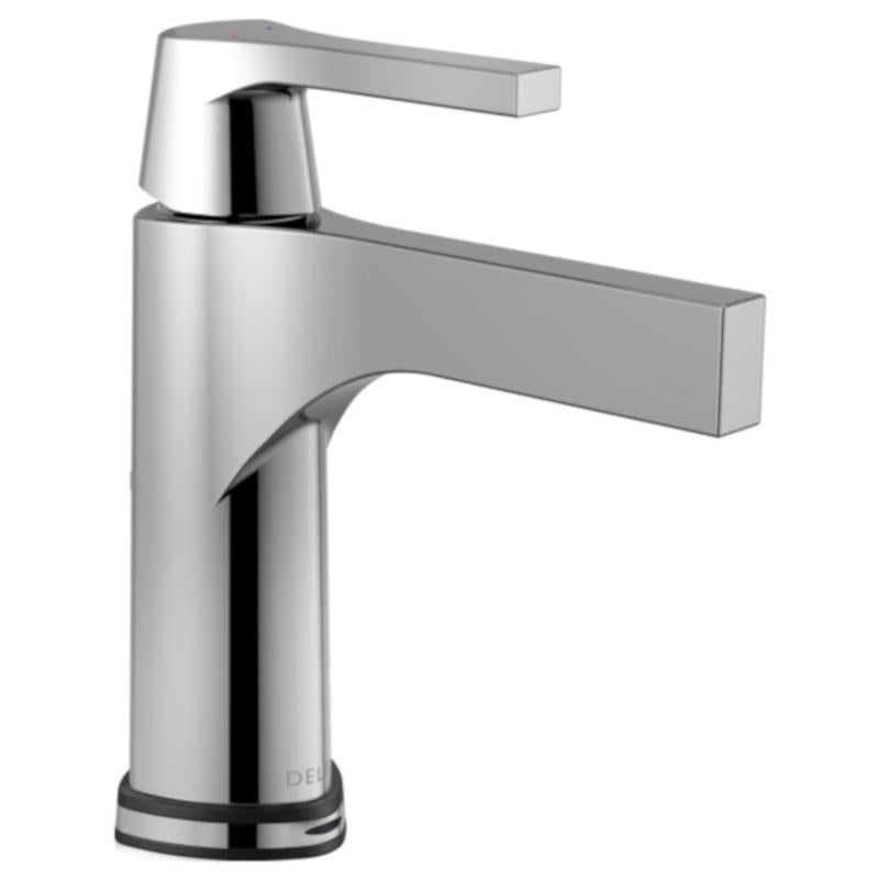 Delta Zura Chrome Contemporary Single-Hole Bathroom Sink Faucet 4 in.