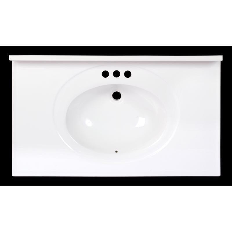 Arstar Standard Cultured Marble Bathroom Sink 37 in. W X 22 in. D White