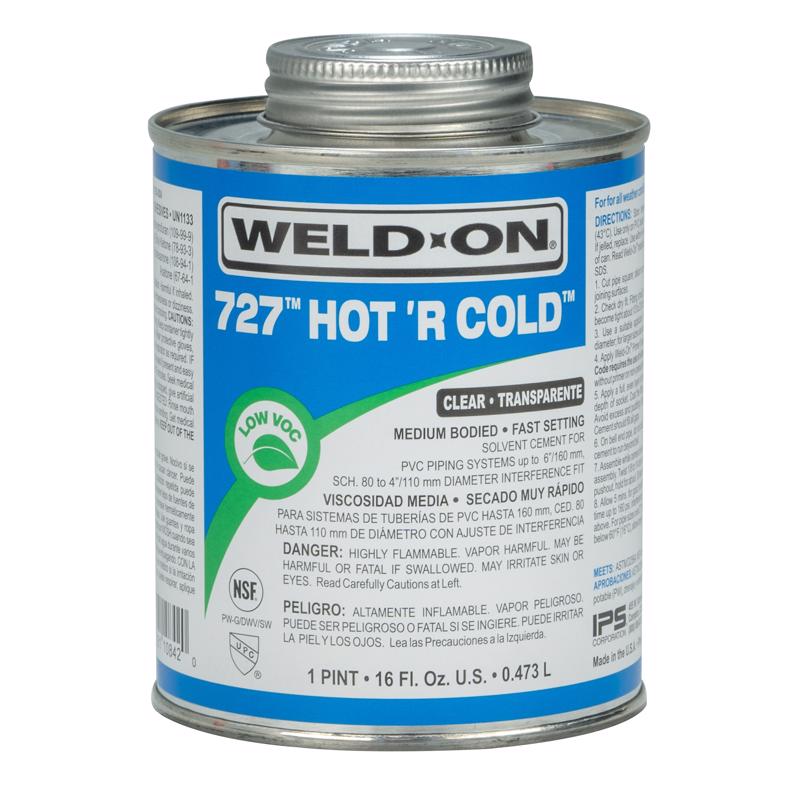 Weld-On 727 Hot 'R Cold Clear All Weather Cement For PVC 16 fl. oz.