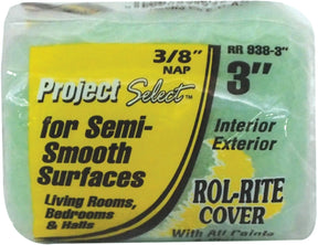 Linzer RR938-3 Roller Cover, 3/8 in Thick Nap, 3 in L, Fabric Cover, Green