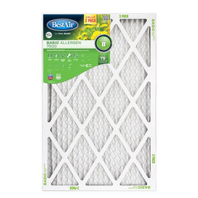 BestAir 20 in. W X 25 in. H X 1 in. 8 MERV Pleated Air Filter 3 pk, Pack of 4