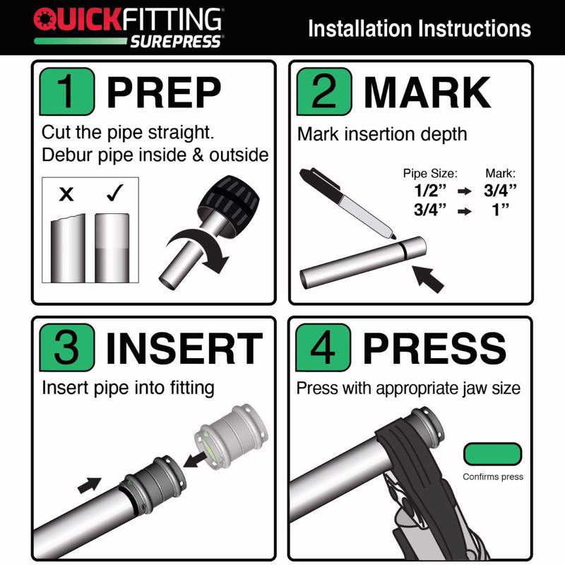 QuickFitting 1/2 in. Press in. Cap in. Copper Cap