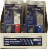 Vulcan NC149-2 Folding Knife, 2-3/8 in L Blade, 3/4 in W Blade, Steel Blade, 6-Blade, Black/Blue/Red/Silver Handle, Pack of 12
