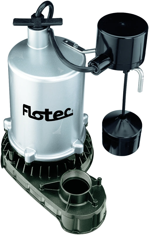 Flotec FPZT7550 Sump Pump, 7.9 A, 115 V, 1 hp, 1-1/2 in Outlet, 29 ft Max Lift Head, 4980 gph, Zinc Housing Material