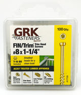 GRK Fasteners FIN/Trim 17720 Screw, #8 Thread, 1-1/4 in L, Trim Head, Star Drive, Steel, 100 PK