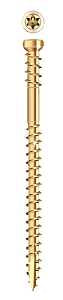 GRK Fasteners RT Series 119079 Screw, #8 Thread, 2-1/2 in L, Trim Head, Star Drive, Zip-Tip Point, Steel, Climatek, Gold