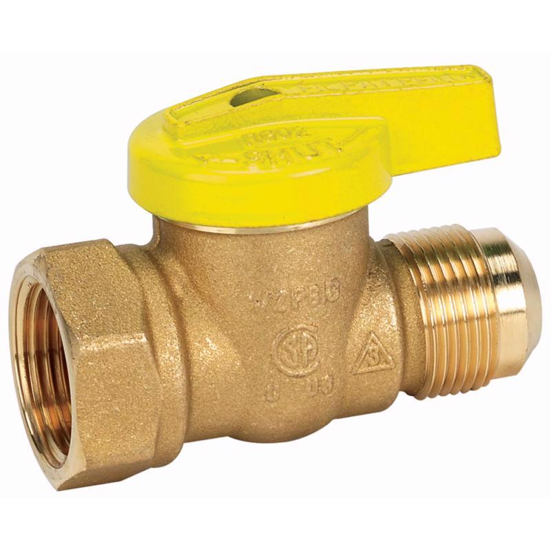 Homewerks 1/2 in. Brass Flare x FIP Ball Valve Quarter-Turn Lever For Gas