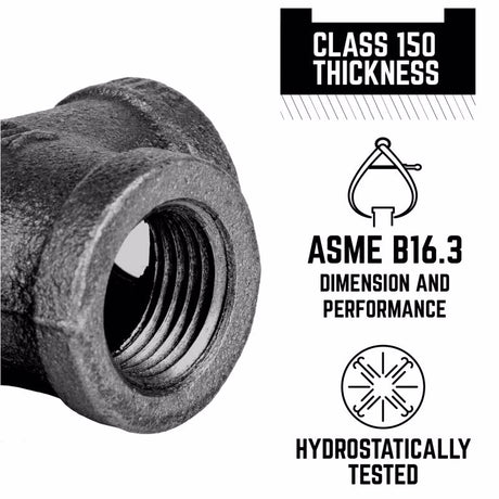 STZ Industries 3/8 in. FIP each X 3/8 in. D FIP 3/8 in. D FIP Black Malleable Iron Tee