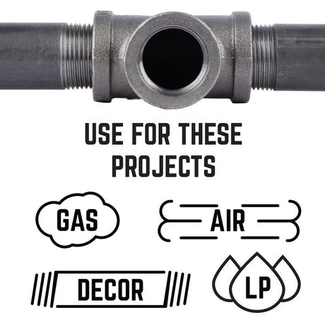STZ Industries 1-1/2 in. FIP each X 1-1/2 in. D FIP 1-1/2 in. D FIP Black Malleable Iron Tee