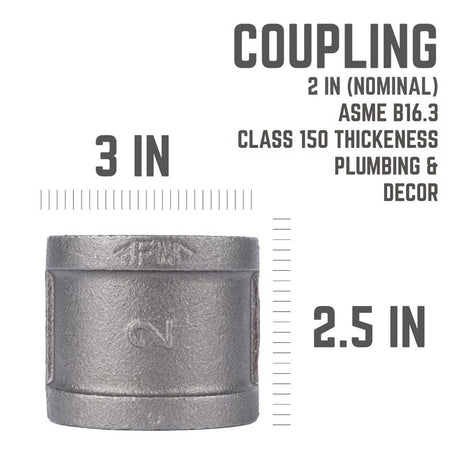 STZ Industries 2 in. FIP each X 2 in. D FIP Black Malleable Iron Coupling