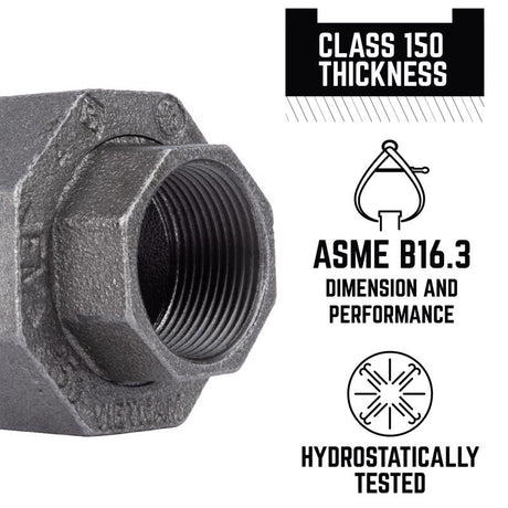 STZ Industries 1-1/2 in. FIP each X 1-1/2 in. D FIP Black Malleable Iron Union