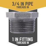 STZ Industries 1 in. MIP each X 3/4 in. D FIP Black Malleable Iron Hex Bushing, Pack of 5